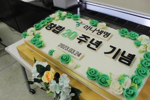 하나생명 창립 20주년기념떡케이크 80cm